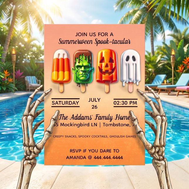 Sommarween Skräckinjagande Halloween Sommarfest Inbjudningar (Skapare uppladdad)