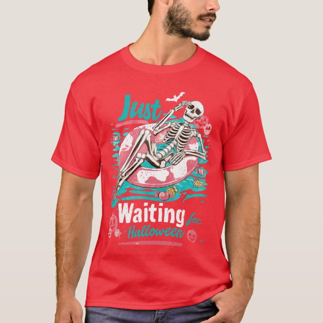 Sommarween Sommar Skelett Strand Vibe Väntar på T Shirt (Framsida)