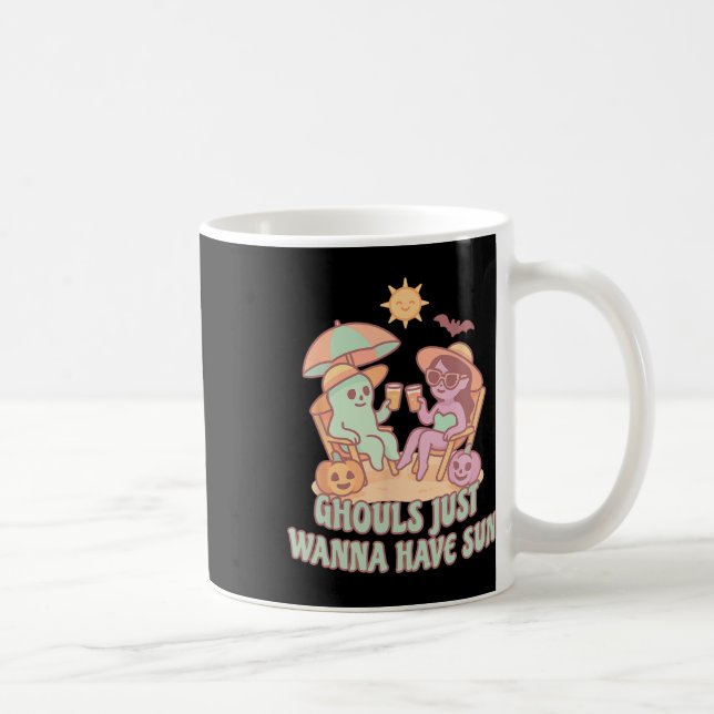Sommarween spök ghouls vill bara ha sol sommar kaffemugg (Höger)