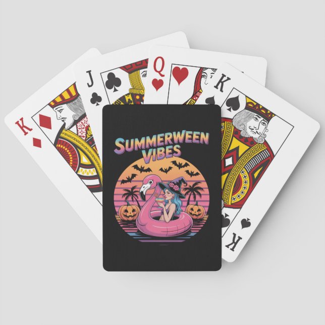 Sommarween Vibbar Häxa Flamingo Casinokort (Baksidan)