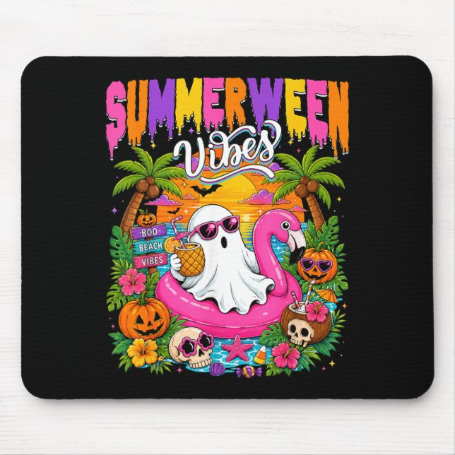 Sommarween-vibbar kuslig spökstrand sommar musmatta (Framsidan)