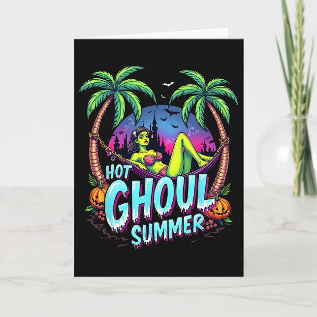 Sommarween-vibbar Roligt Het Ghoul Sommar Skelett  Kort (Framsida)