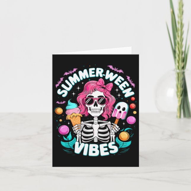Sommarween-vibbar Skelett Kuslig Semester Hallowee Kort (Framsida)