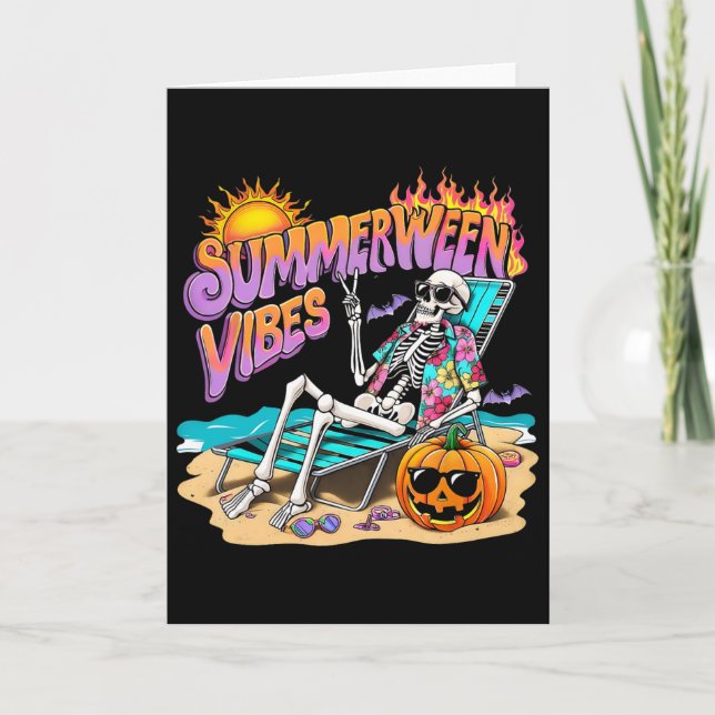 Sommarween-vibbar Skelett Pumpa Kuslig Semester  Kort (Framsida)