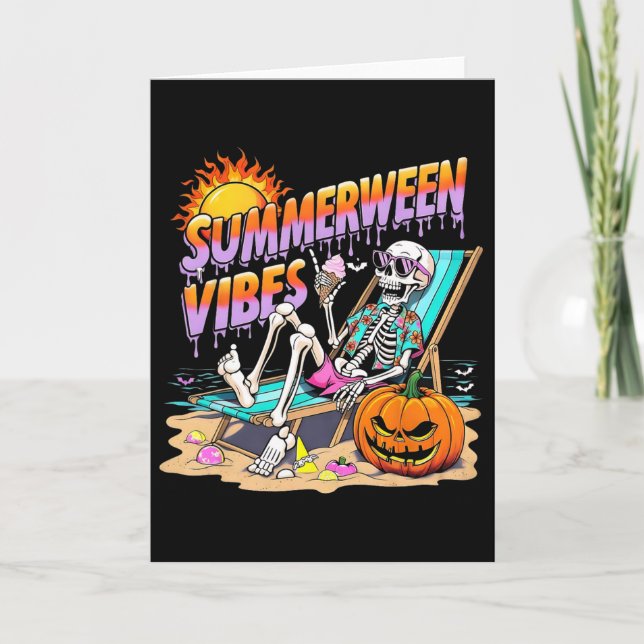 Sommarween-vibbar Skelett Pumpa Kuslig Semester  Kort (Framsida)