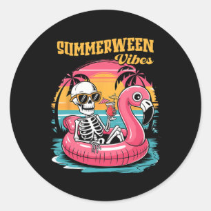 Sommarween-vibbar Skelett Sommarlov Rolig Ha Runt Klistermärke