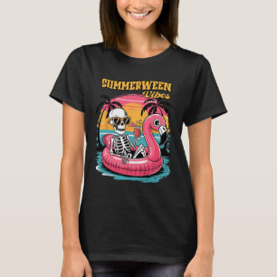 Sommarween-vibbar Skelett Sommarlov Rolig Ha T Shirt
