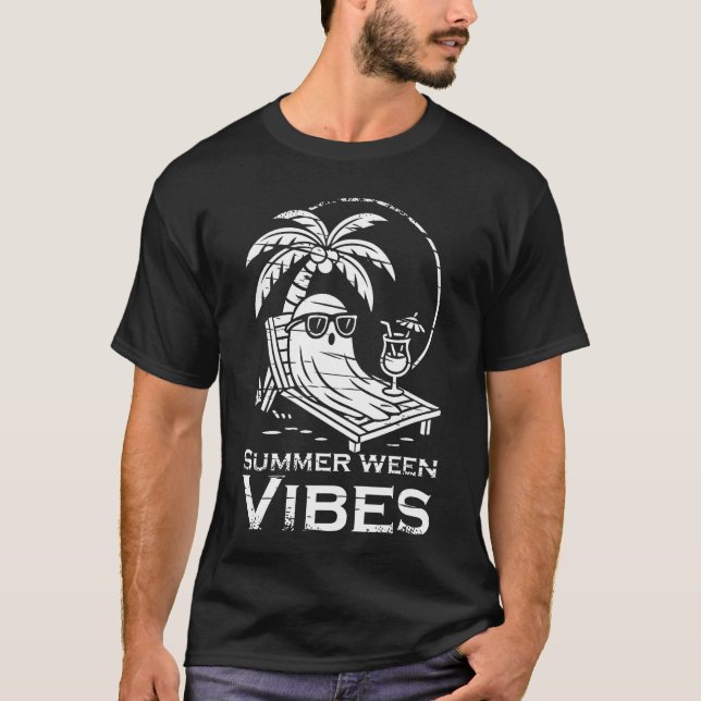 Sommarween-vibbar Spöke Rolig sommar Halloween 1 T Shirt (Framsida)