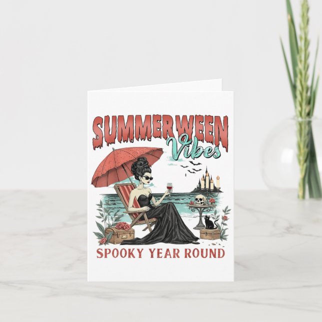 Sommarween-vibbar spöklig året runt-chill tjej-sem kort (Framsida)