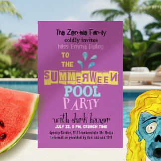 Sommarzombie poolparty rolig inbjudan