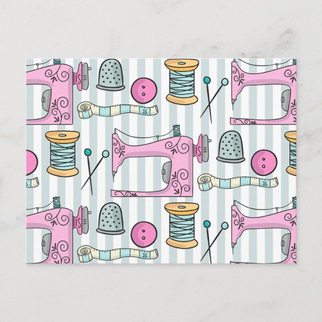 Sömmaskin - Rosa hantverkssöm Vykort (Framsida)