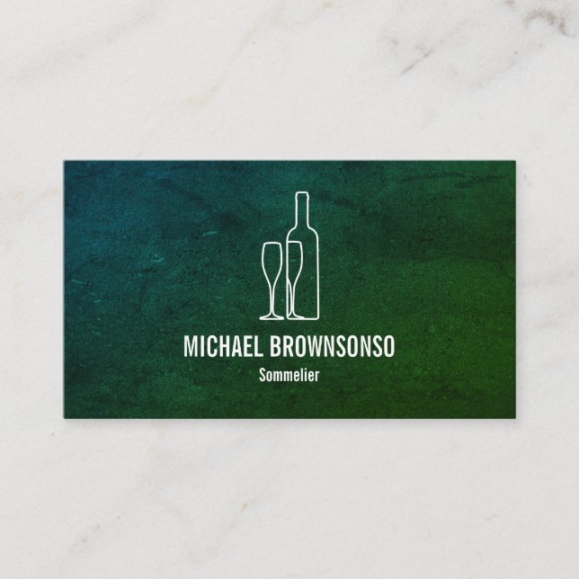 Sommelier Grön Vinklass Visitkort (Framsida)