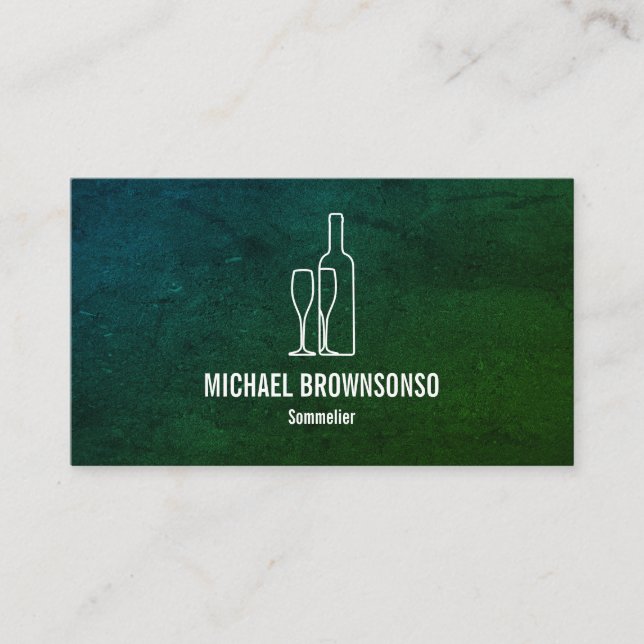 Sommelier Grönt Vin Flaska Visitkort (Framsida)