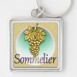 Sommelier Symbol Fyrkantig Silverfärgad Nyckelring