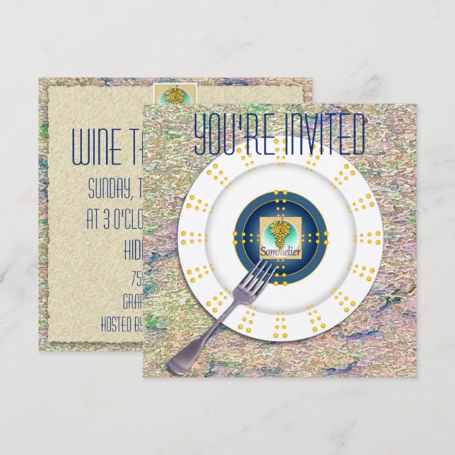 Sommelier Symbol Vin-provinbjudan Inbjudningar (Fram/baksida)