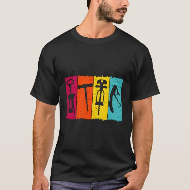 Sommelier Vin Drinking Test Corkskrupe Vin Ope T Shirt (Framsida)