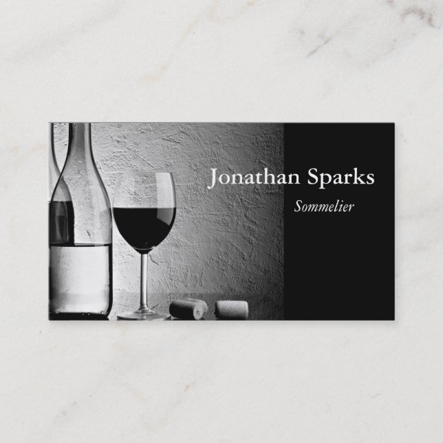 Sommelier Vin Flaska Visitkort (Framsida)