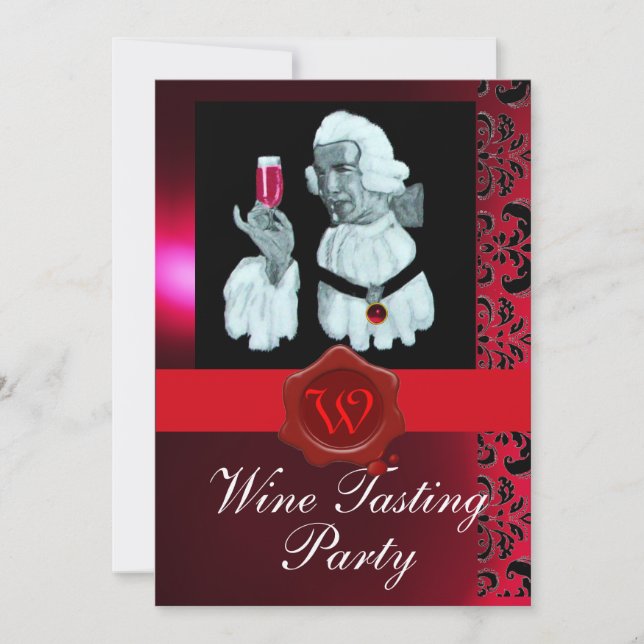 SOMMELIER VINPROVNING FEST RÖD VAXSIGILL MONOGRAM INBJUDNINGAR (Framsida)