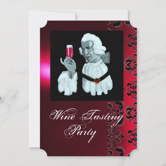 SOMMELIER VINPROVNINGSFEST Damask, Champagne Inbjudningar (Framsida)