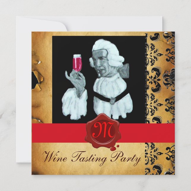 SOMMELIER VINPROVNINGSFEST RÖD VAXSIGILL MONOGRAM INBJUDNINGAR (Framsida)