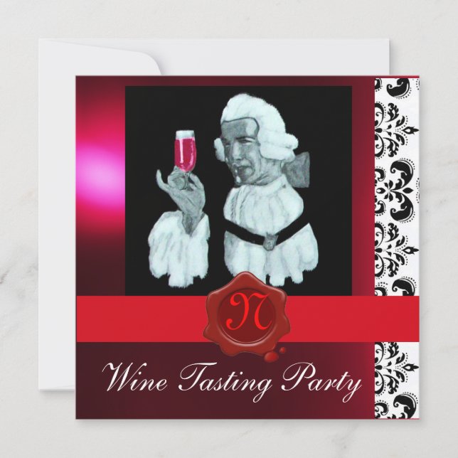 SOMMELIER VINPROVNINGSFEST RÖD VAXSIGILL MONOGRAM INBJUDNINGAR (Framsida)
