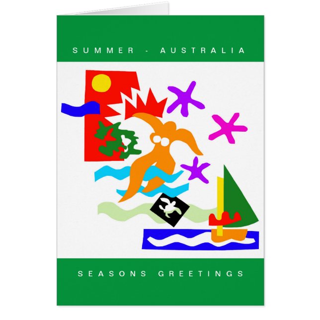 SOMMER- Australien - Australiskt julkort Hälsningskort (Framsidan)