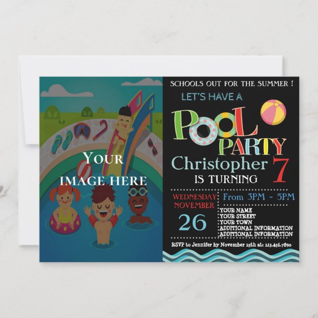 SOMMER BASSÄNG PARTINBJUDAN | BASSÄNG FÖDELSEDAGSF INBJUDNINGAR (Framsida)