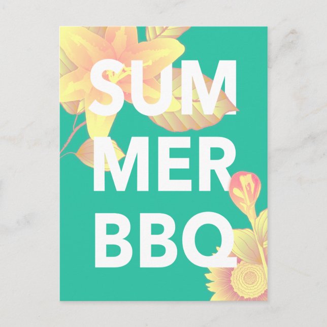 SOMMER BBQ-ljus blommigt Vykort (Framsida)