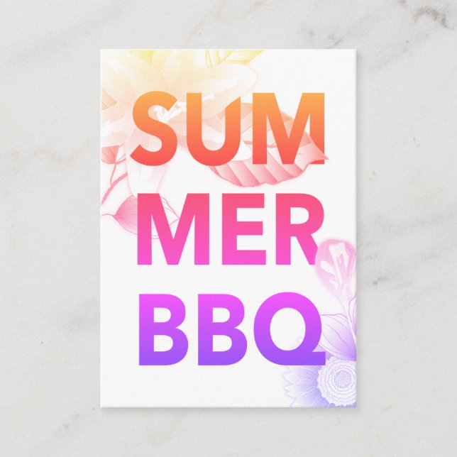 SOMMER BBQ sommartid blommigt Tilläggskort (Framsida)