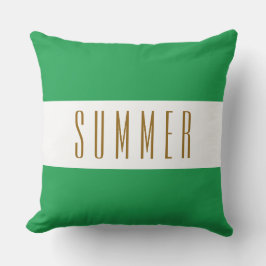 SOMMER Bright Gult Grönt White Wide Rand Kudde