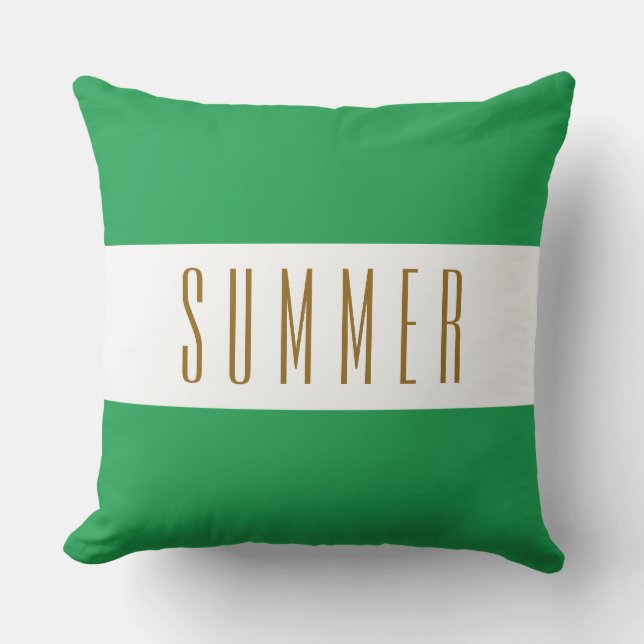 SOMMER Bright Gult Grönt White Wide Rand Kudde (Framsida)