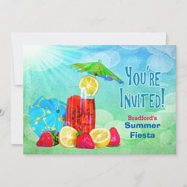 SOMMER FIESTA PARTY INVITATION - TROPISK BEVERAGE INBJUDNINGAR (Framsida)