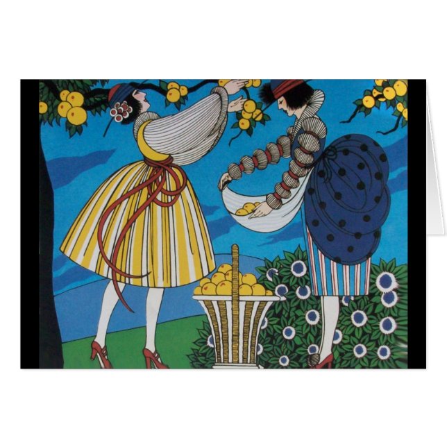 SOMMER GARDEN Art Deco Beauty Mode Hälsningskort (Framsidan Horizontal)