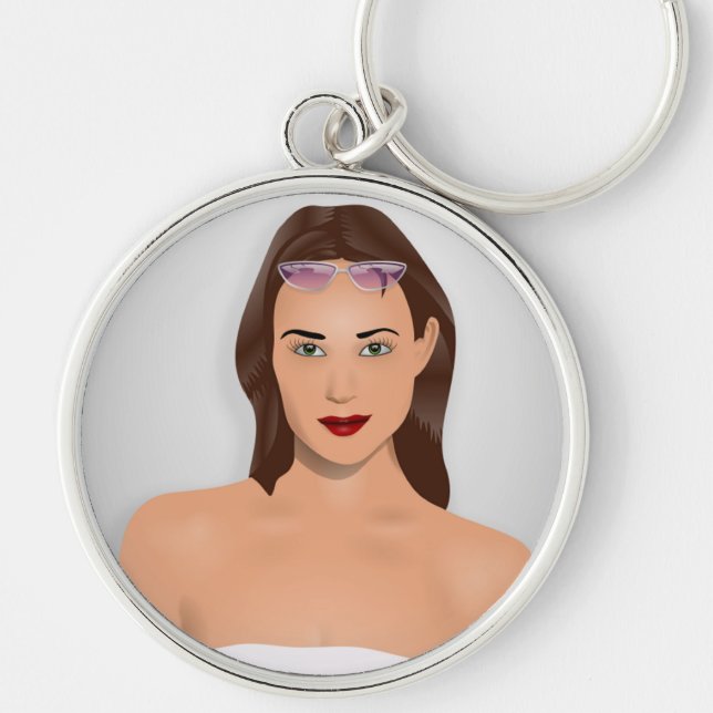 SOMMER GIRL RUND SILVERFÄRGAD NYCKELRING (Framsidan)