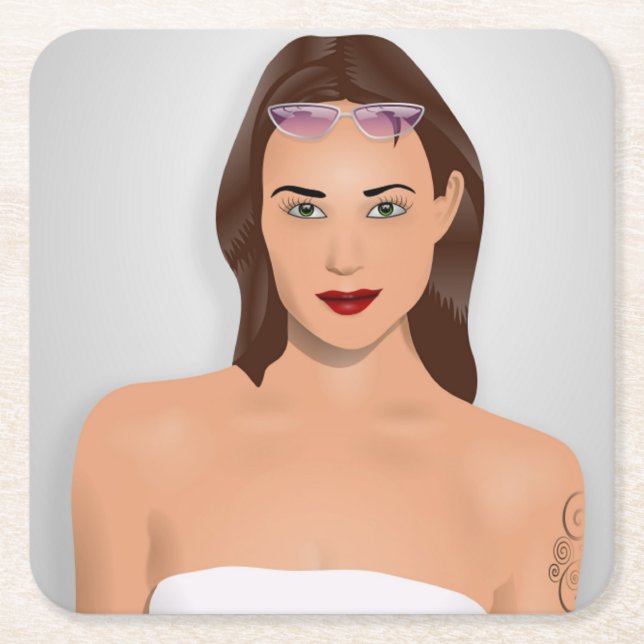 SOMMER GIRL UNDERLÄGG PAPPER KVADRAT (Framsidan)