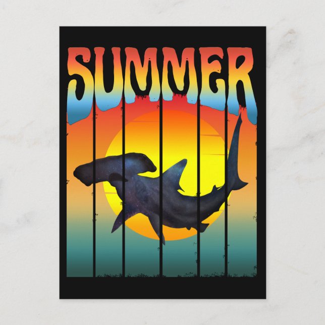 SOMMER HAMMERHEAD SHARK SUNSET VYKORT (Framsida)