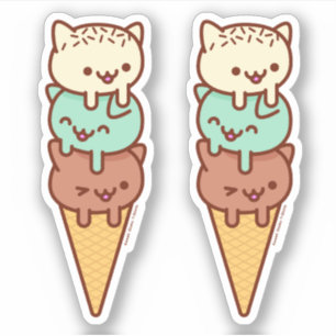 SOMMER ICE CREAM CONE Cat Stickers Klistermärken