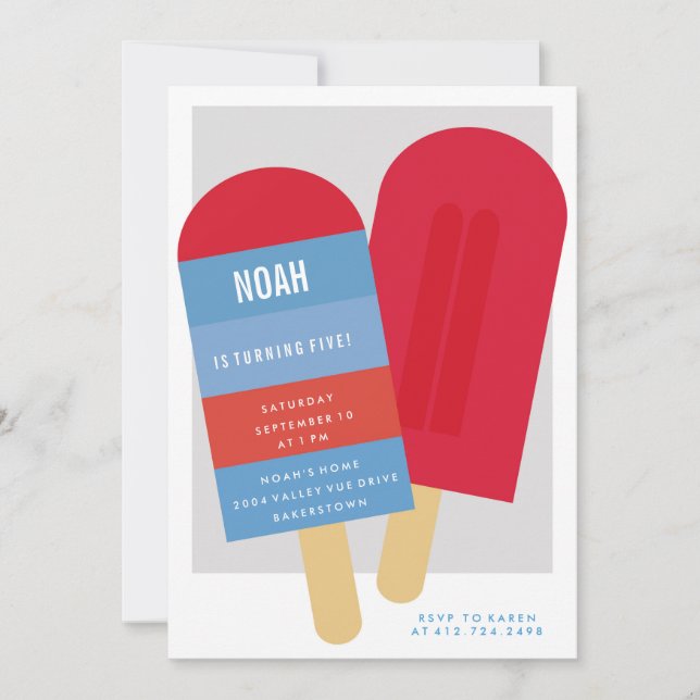 SOMMER POPSICLE BARNS FÖDELSEDAG PARTY-INBJUDAN INBJUDNINGAR (Framsida)