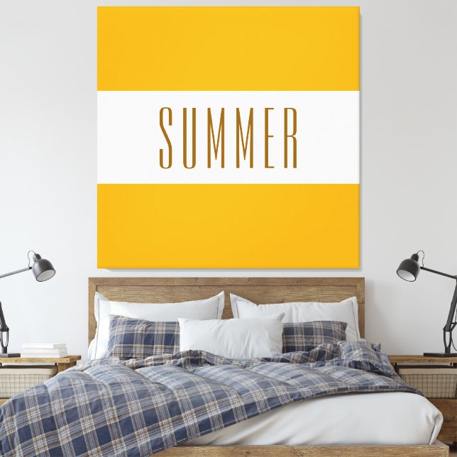 SOMMER Roligt Bright Golden Gult White Rand Canvastryck (Insitu (sovrum))