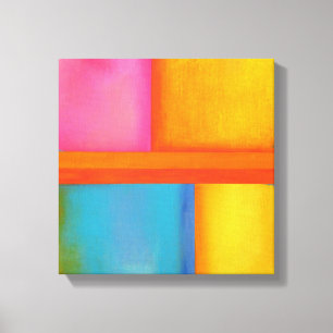 SOMMER, SOL och HAVET - Rosa Gult Blue Abstrakt Ar Canvastryck