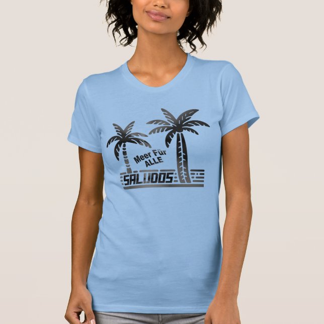 Sommer Sonne und Meer - "SALUDOS" - Palmendekor T Shirt (Framsida)