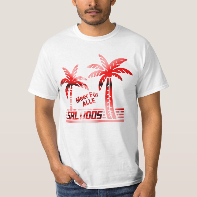 Sommer Sonne und Meer - "SALUDOS" - Palmendekor T Shirt (Framsida)