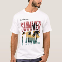 SOMMER TID - Retro Beach Sunset Handflatan Träd Gr T Shirt