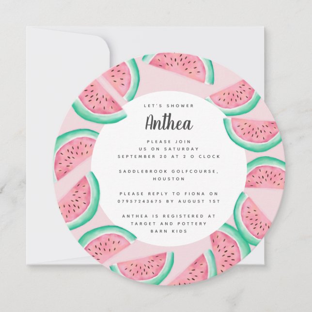 SOMMER WATERMELON BABY SHOWER INBJUDAN (Framsida)