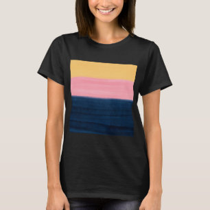 Sommerblå Rosa Gult Strokes Rand Paint T Shirt