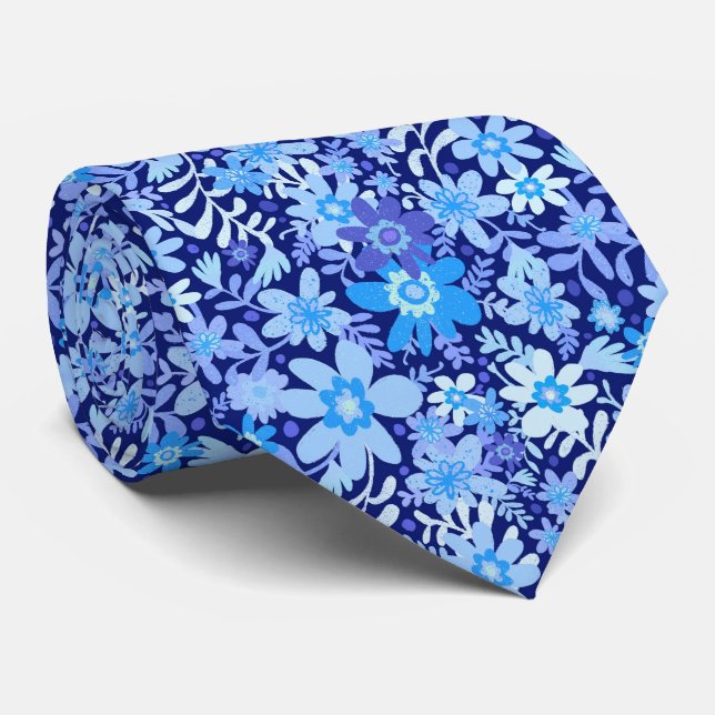 Sommerblått Daisy Blooms Neck Tie Slips (Rullad)