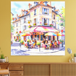 Sommermorgen im Straßencafé Canvastryck