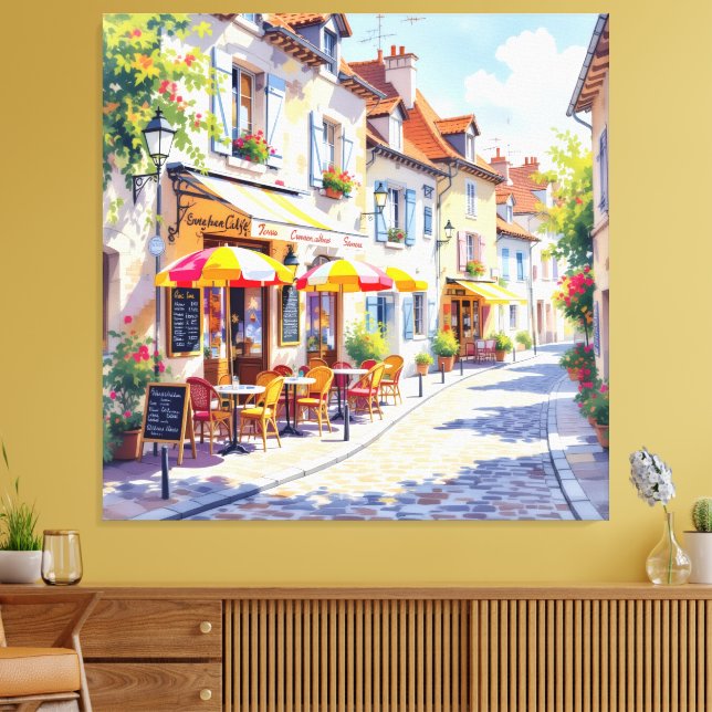Sommermorgen im Straßencafé Canvastryck (Insitu (Vardagsrum))