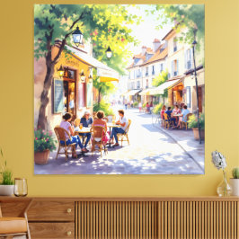Sommermorgen im Straßencafé Canvastryck
