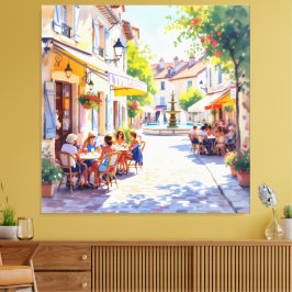 Sommermorgen im Straßencafé Canvastryck